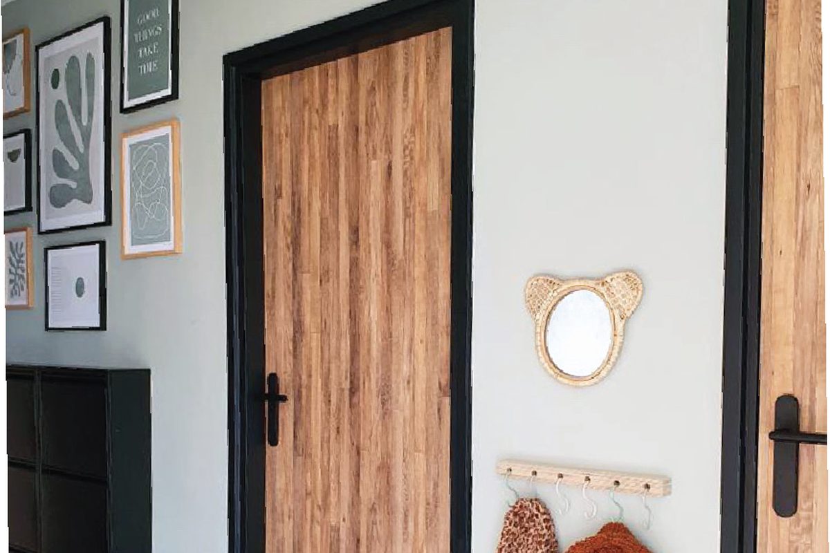 Internal doors wrapped in a wood-effect architectural film