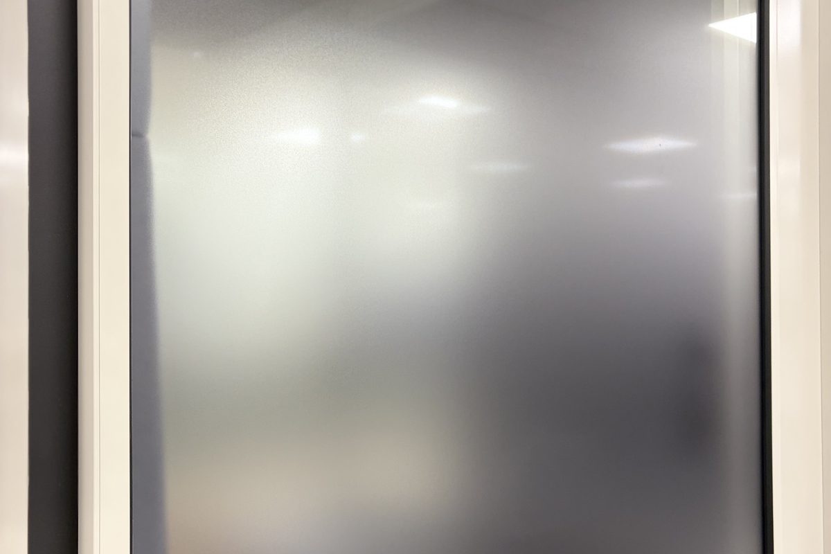 Gradient window film fitted to a residential window in Cambridge, frosted at the bottom and clear above